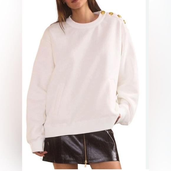 NWT J. Crew Factory Button Shoulder Pullover Women’s XL Cream Heritage - Picture 13 of 13